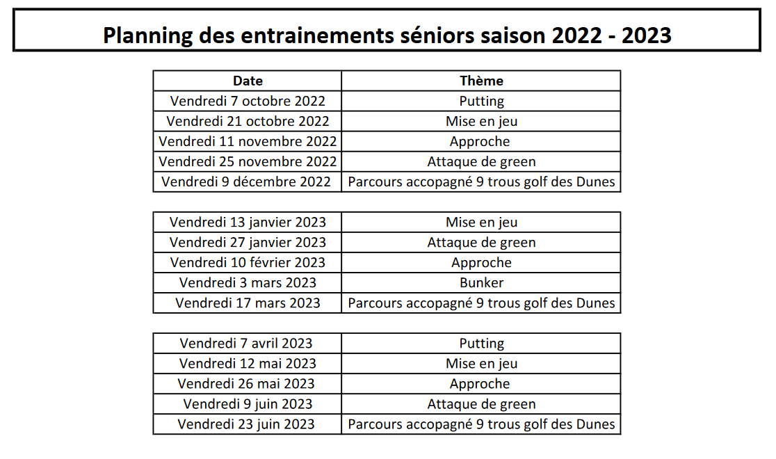 Entrainement seniors 2022 2023